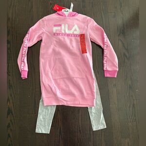 BNWT Fila Pink Sweatshirt Dress with Gray Leggings